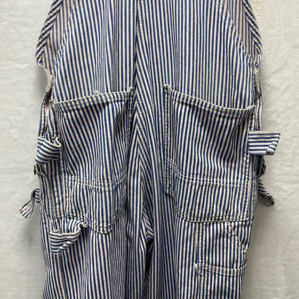VTG 50s Big Smith Denim Striped Railroad Overalls Carpenter Bib Union Made USA - Picture 9 of 16